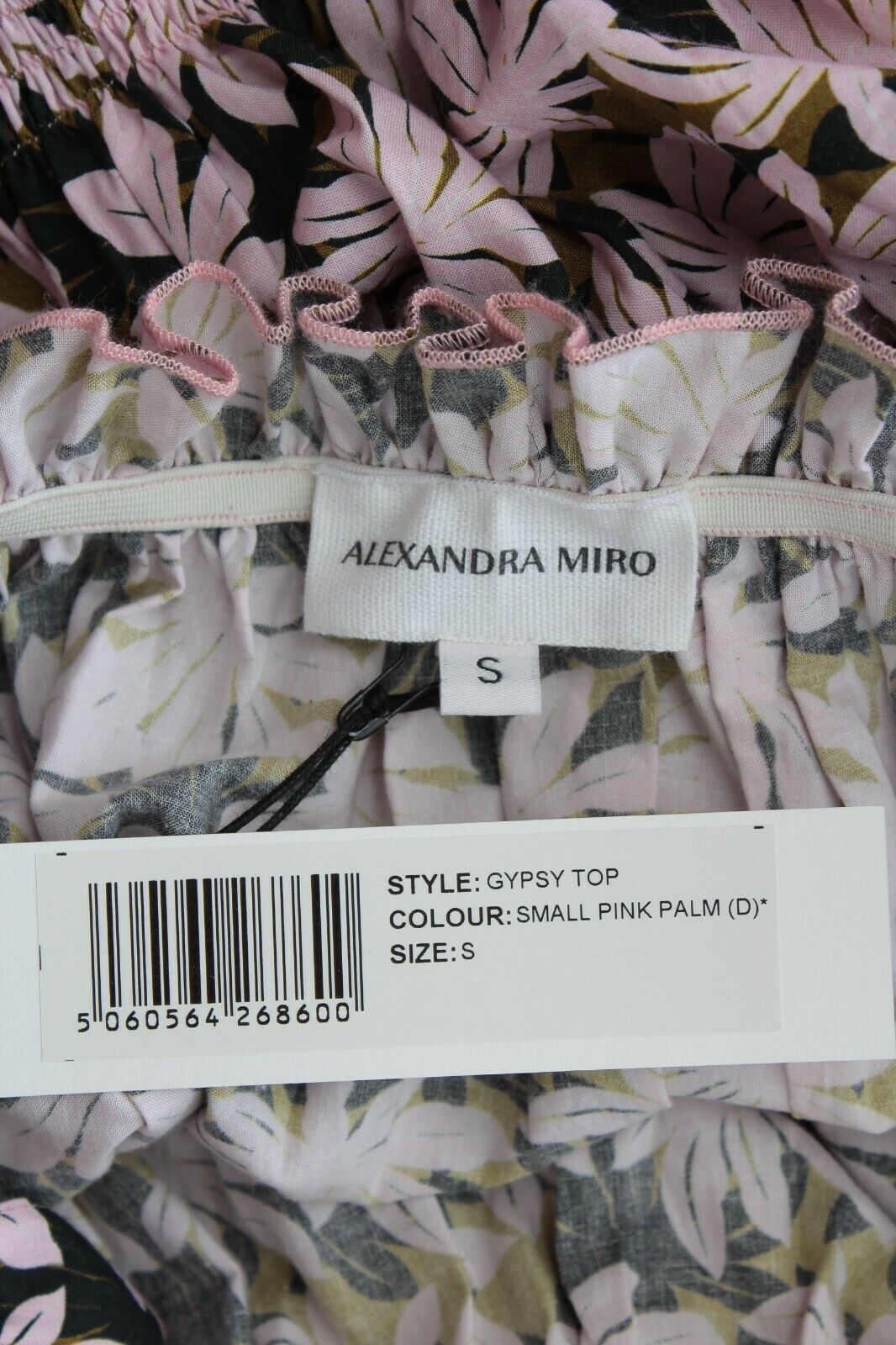 Alexandra Miro Pink  green palm print cotton Barbot blose Size S