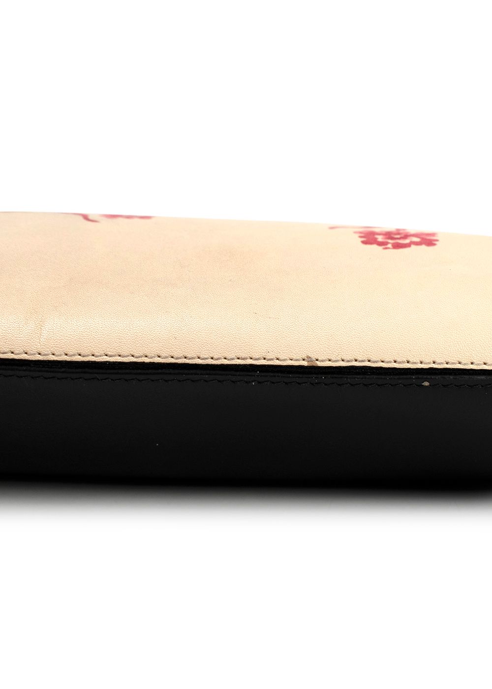 Preowned Loewe  T Pouch Leather Clutch in Cream Floral Cream/Pink/Black