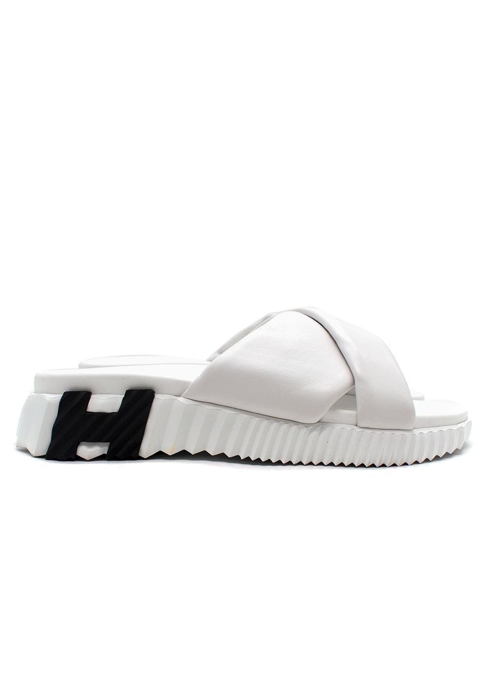 Preowned Hermes White Leather Infra Sandal Size 37