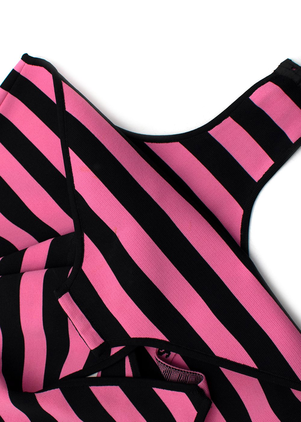 Preowned Pink  Black Striped J'Adior Stretch Knit Bodysuit Size XS pink black viscose