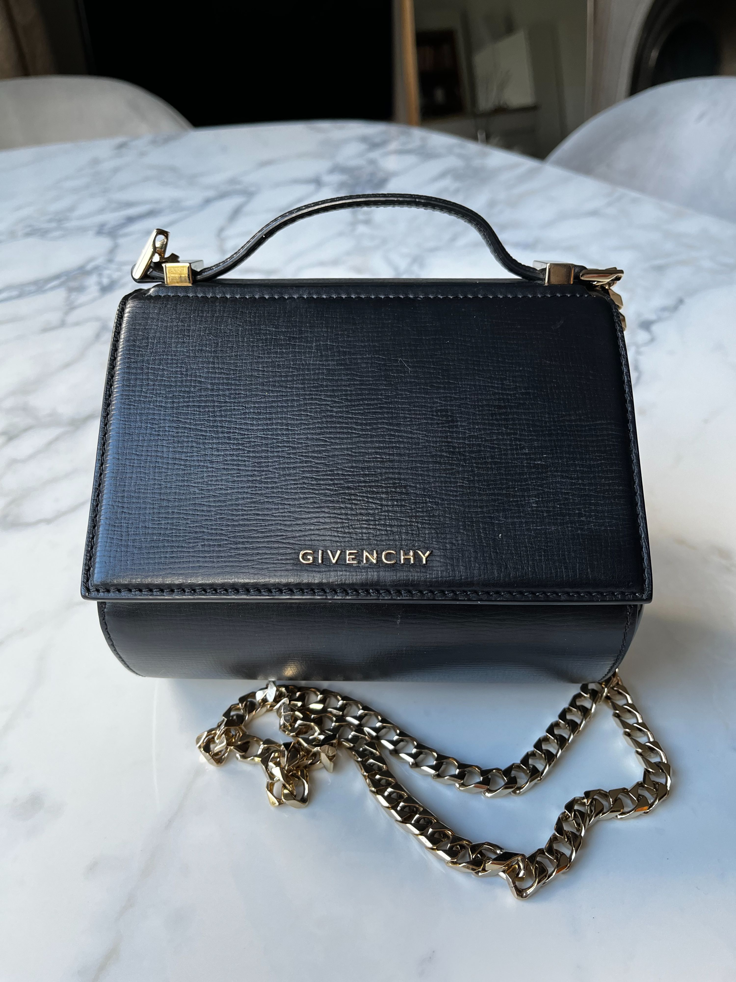 Preowned Givenchy Black leather mini Pandora box bag