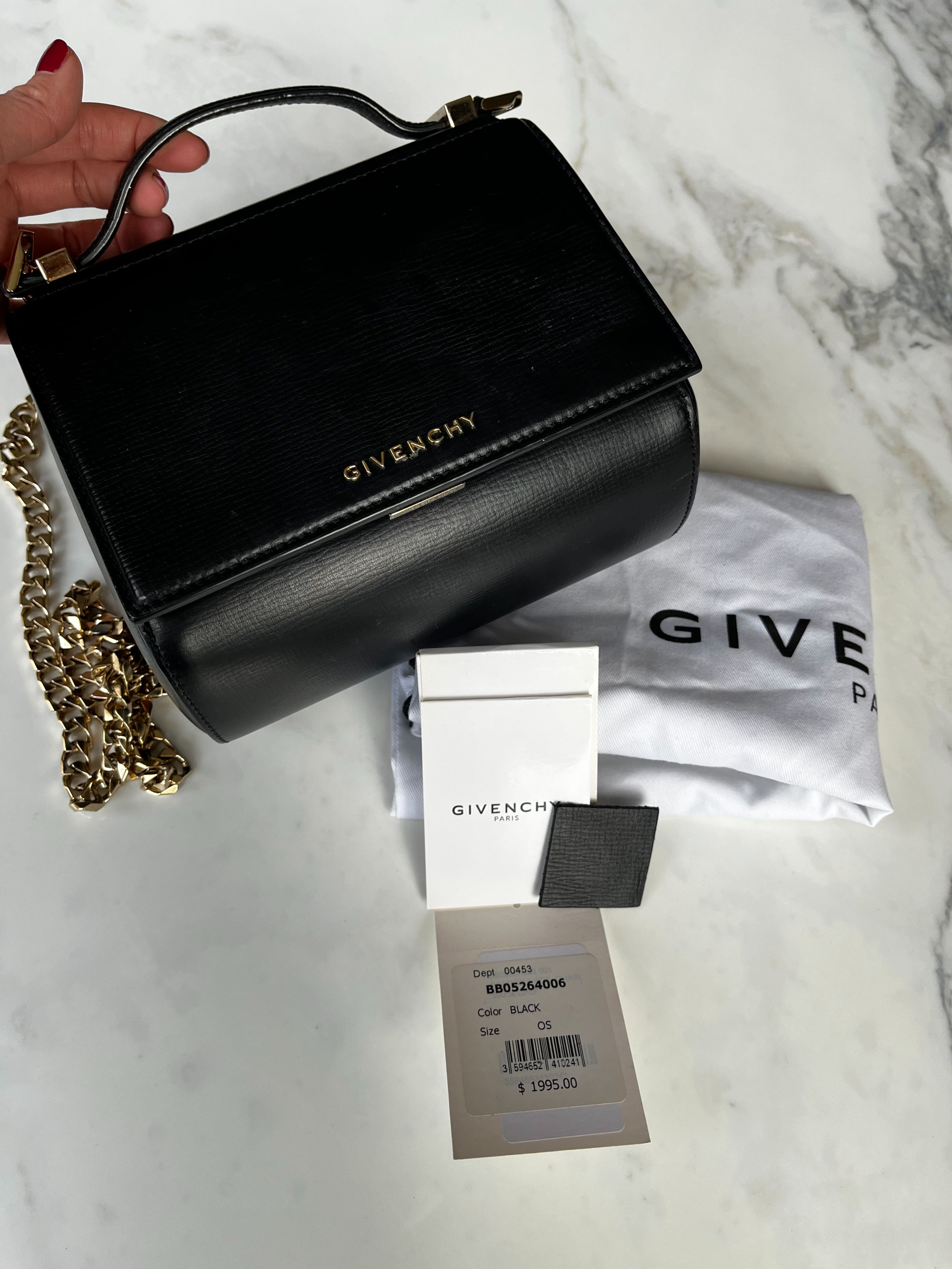 Preowned Givenchy Black leather mini Pandora box bag