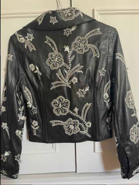 Preowned Dolce  Gabbana Black Embellished Leather Jacket Size S