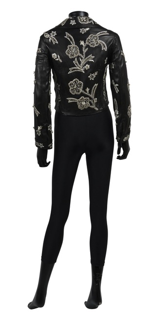 Preowned Dolce  Gabbana Black Embellished Leather Jacket Size S