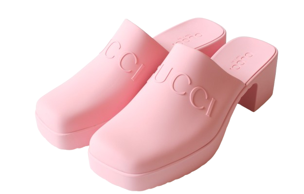 Gucci Pink Logo Mules Size 40 rubber