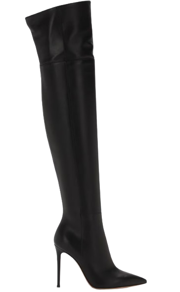 Preowned Gianvito Rossi Black Leather Over the Knee Boots Size 39