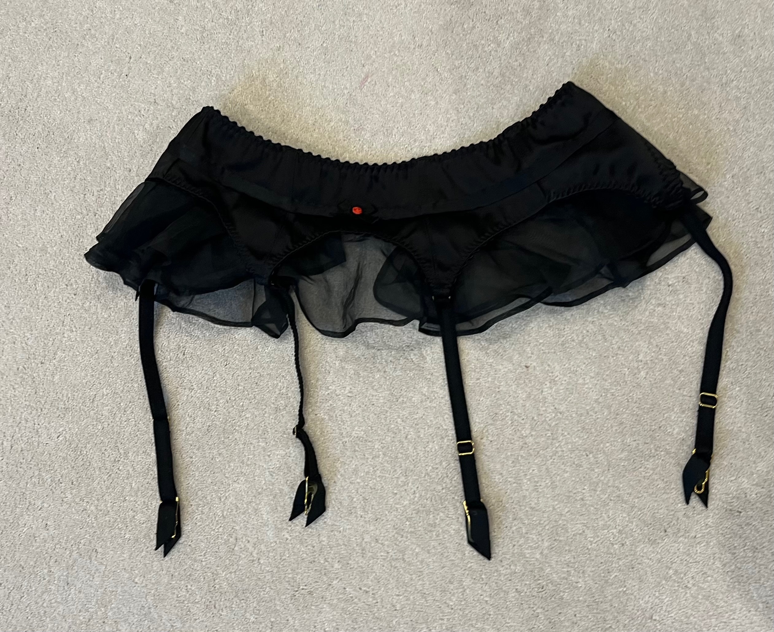 Agent Provocateur Black Silk Suspender Belt Size S