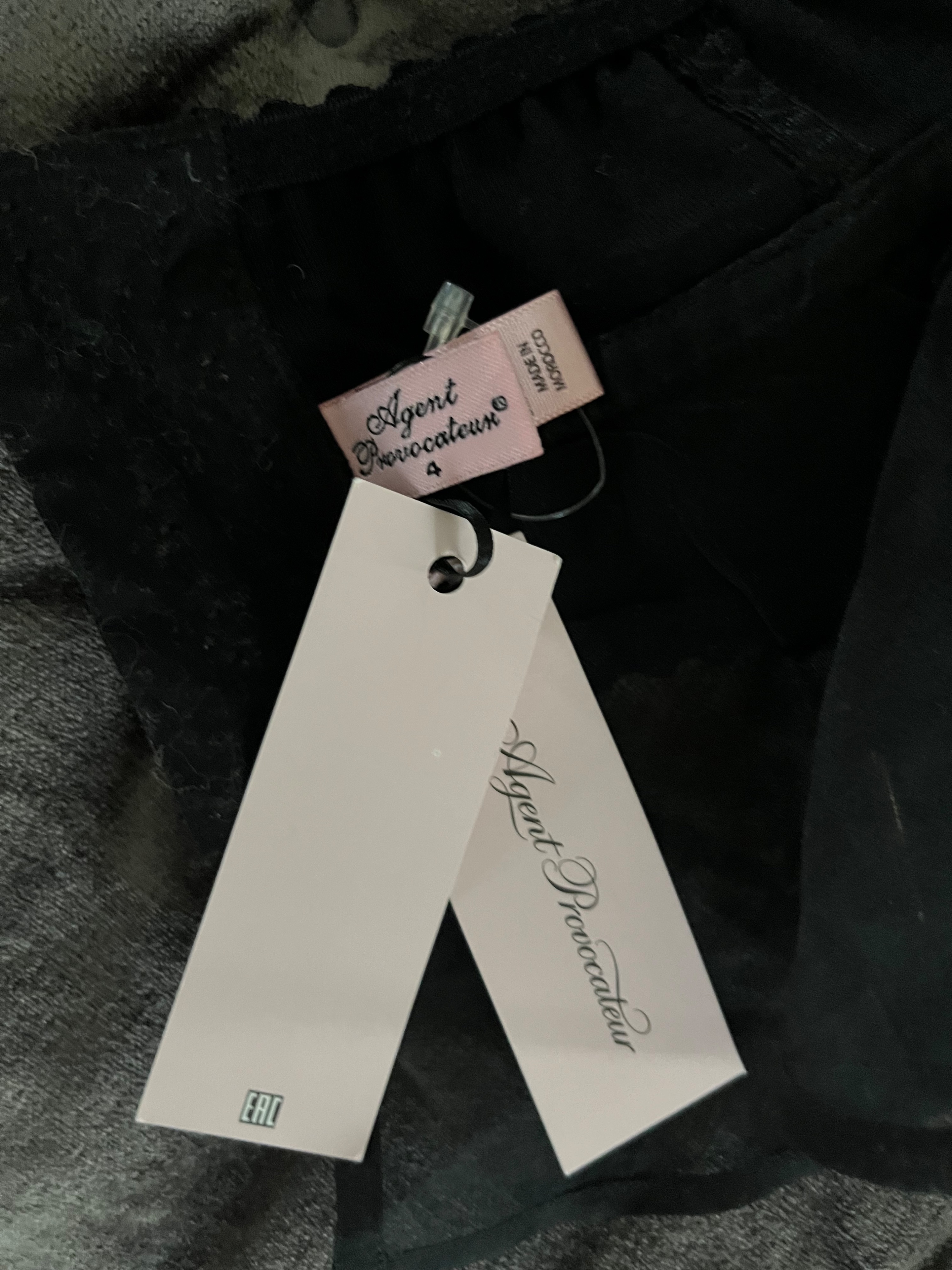 Agent Provocateur Black Silk Suspender Belt Size S