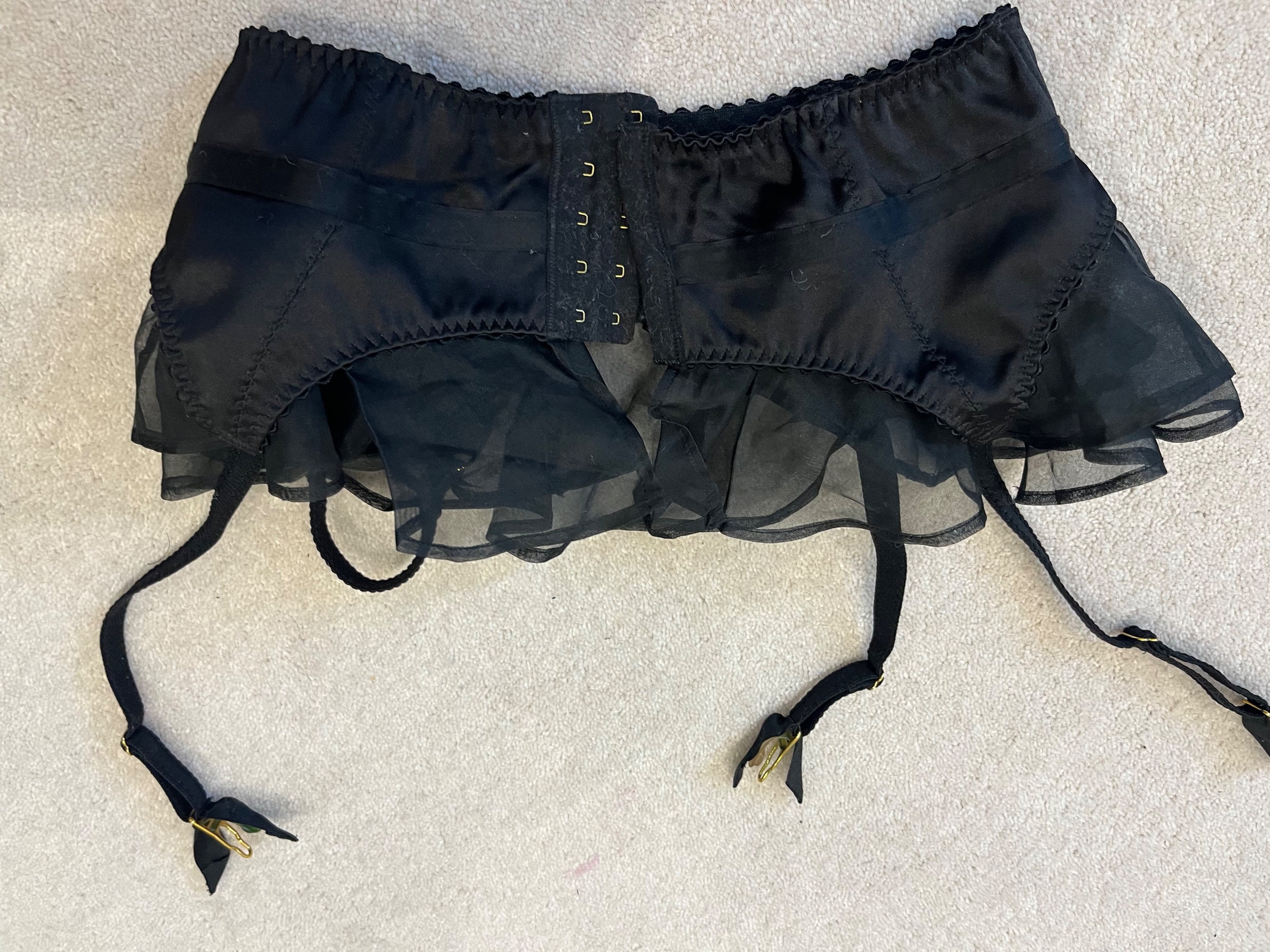 Agent Provocateur Black Silk Suspender Belt Size S