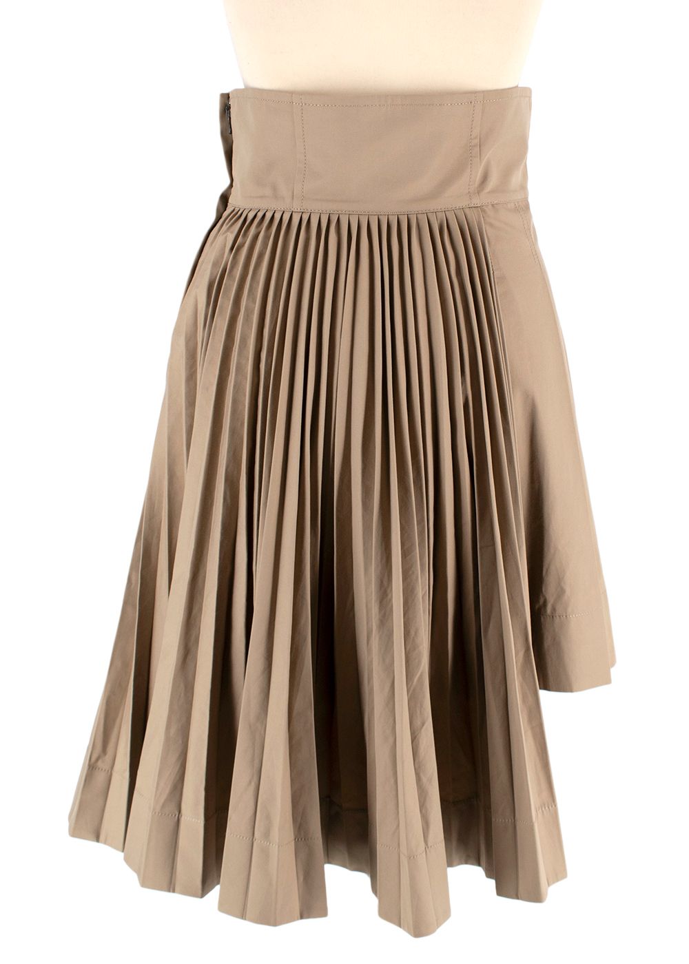 Dior Beige Asymmetric Pleated Skirt Size XS cotton