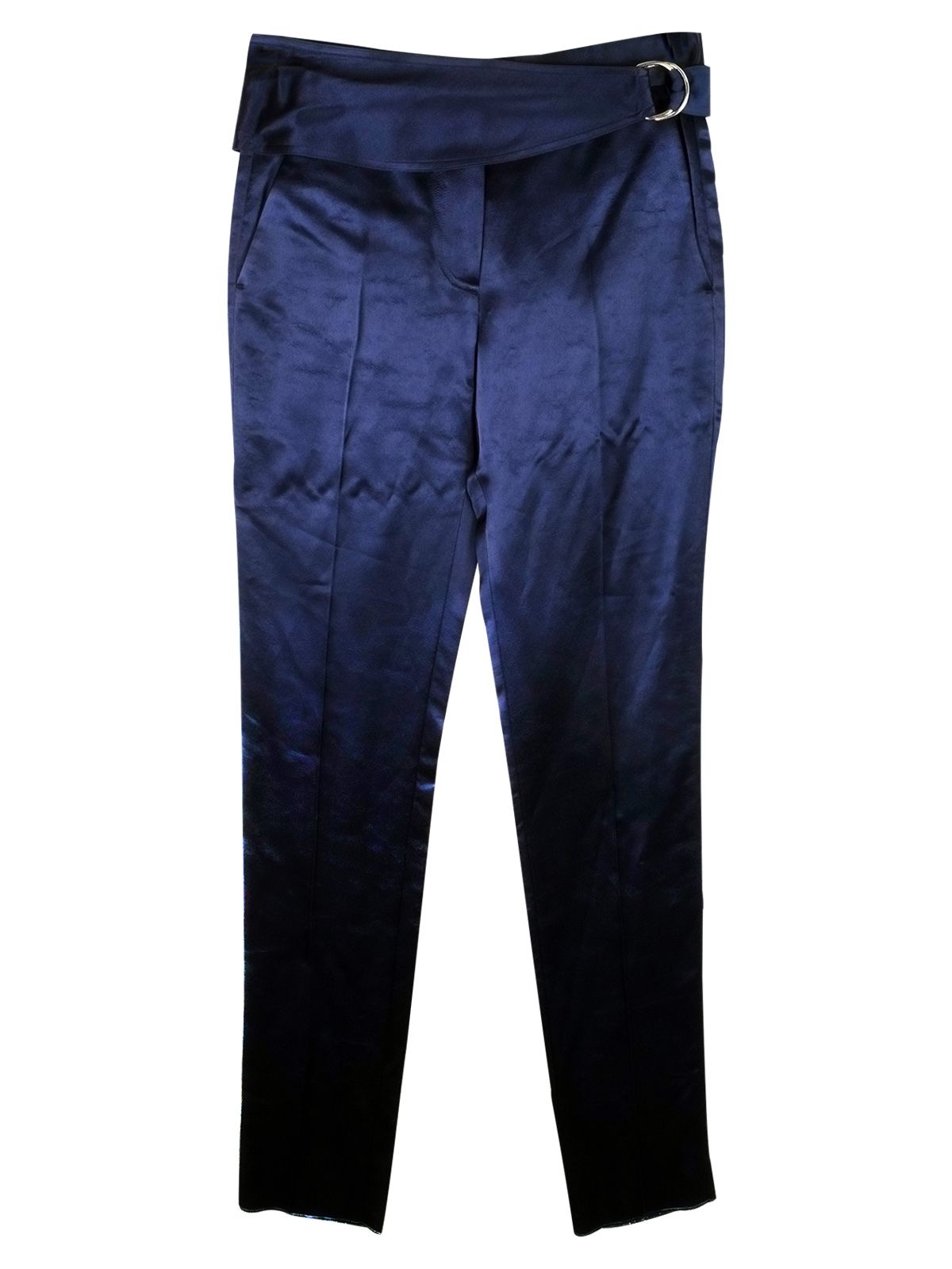 Victoria Beckham Blue hammered satin trousers Size 24/61 Navy viscose