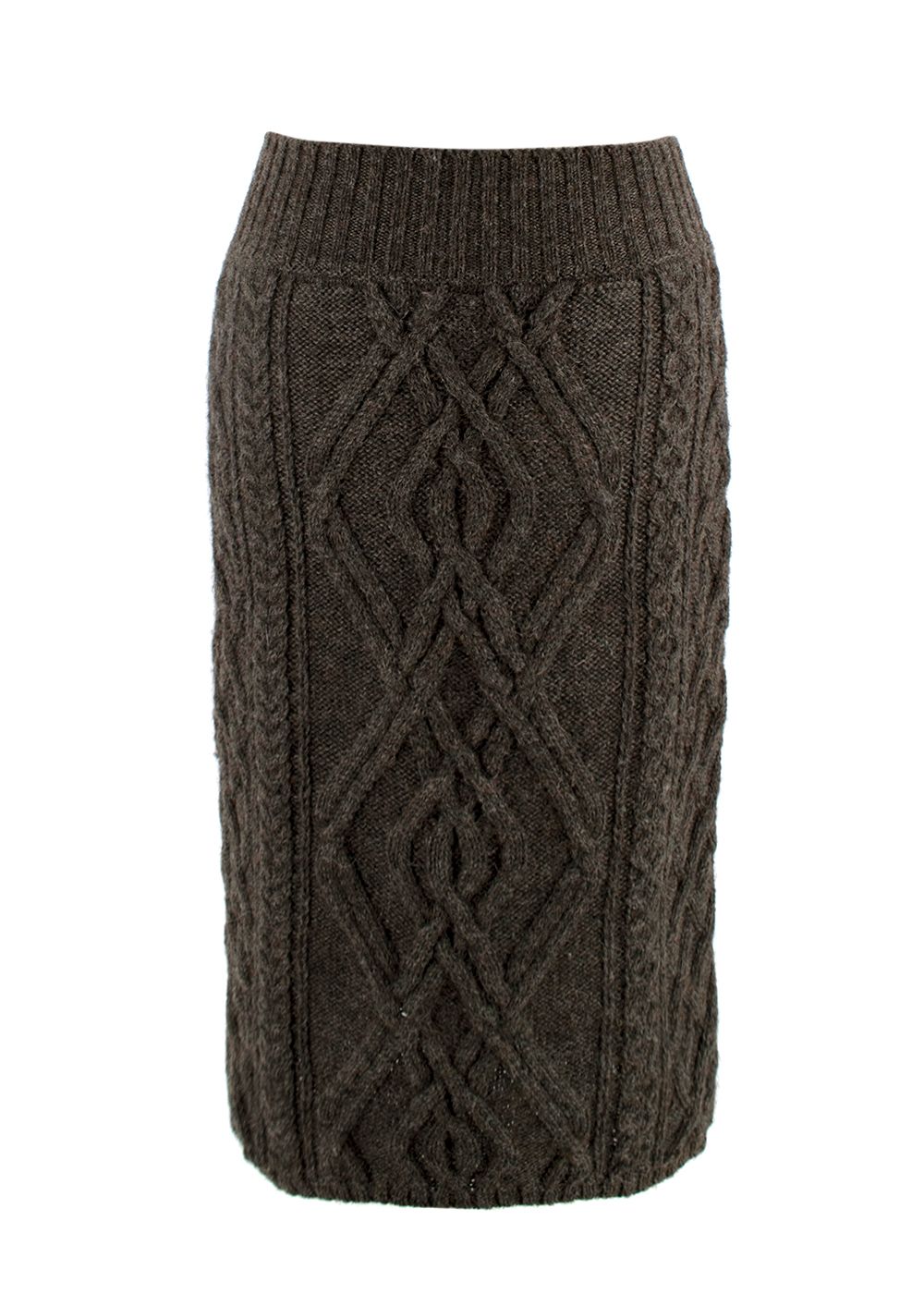 Chloe Grey Cable Knit Merino Wool Pencil Skirt Size XS