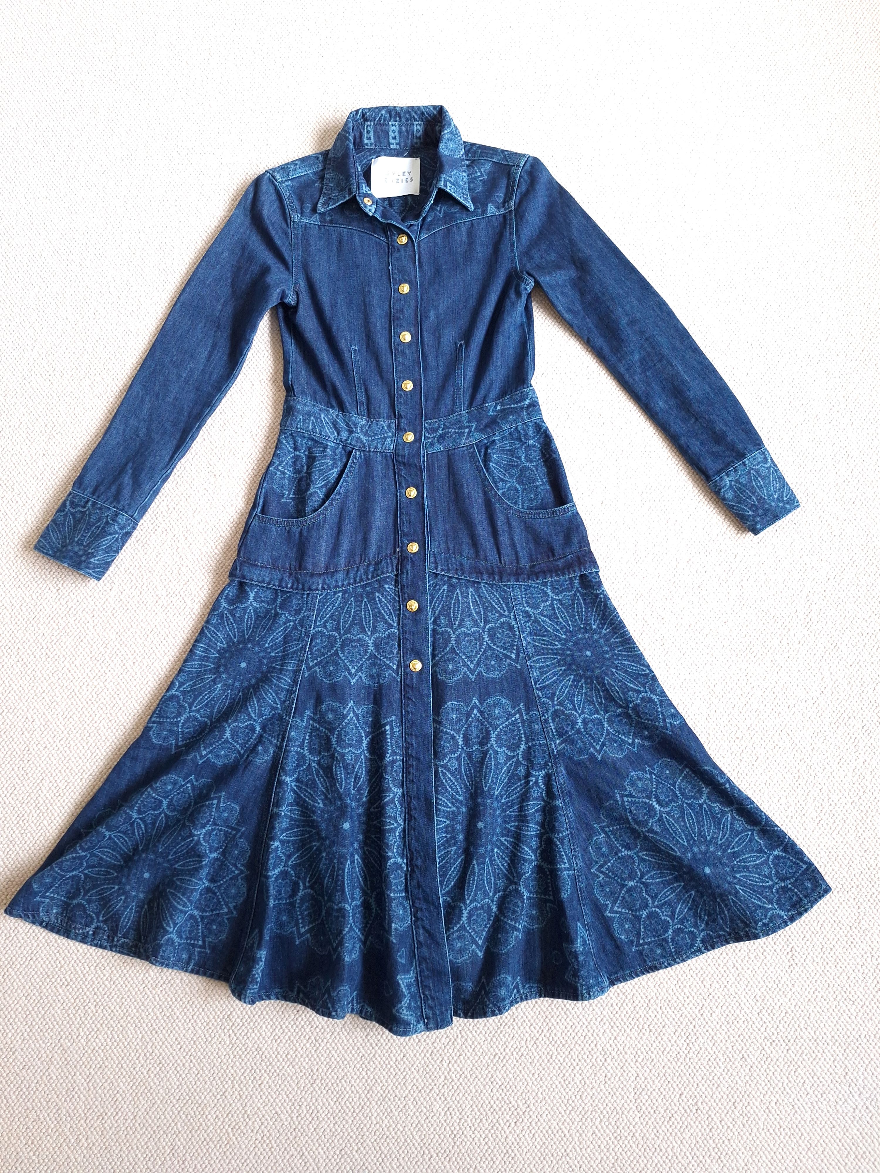 Hayley Menzies Denim Dalton Midi Dress Size XS Blue cotton