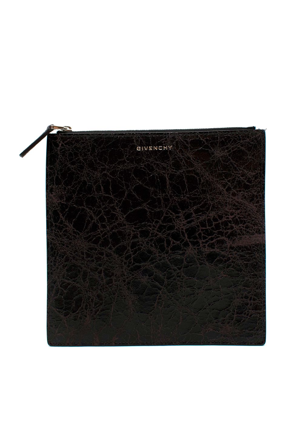 Men's Givenchy Show Exclusive Crackled Leather Pouch Black and Red