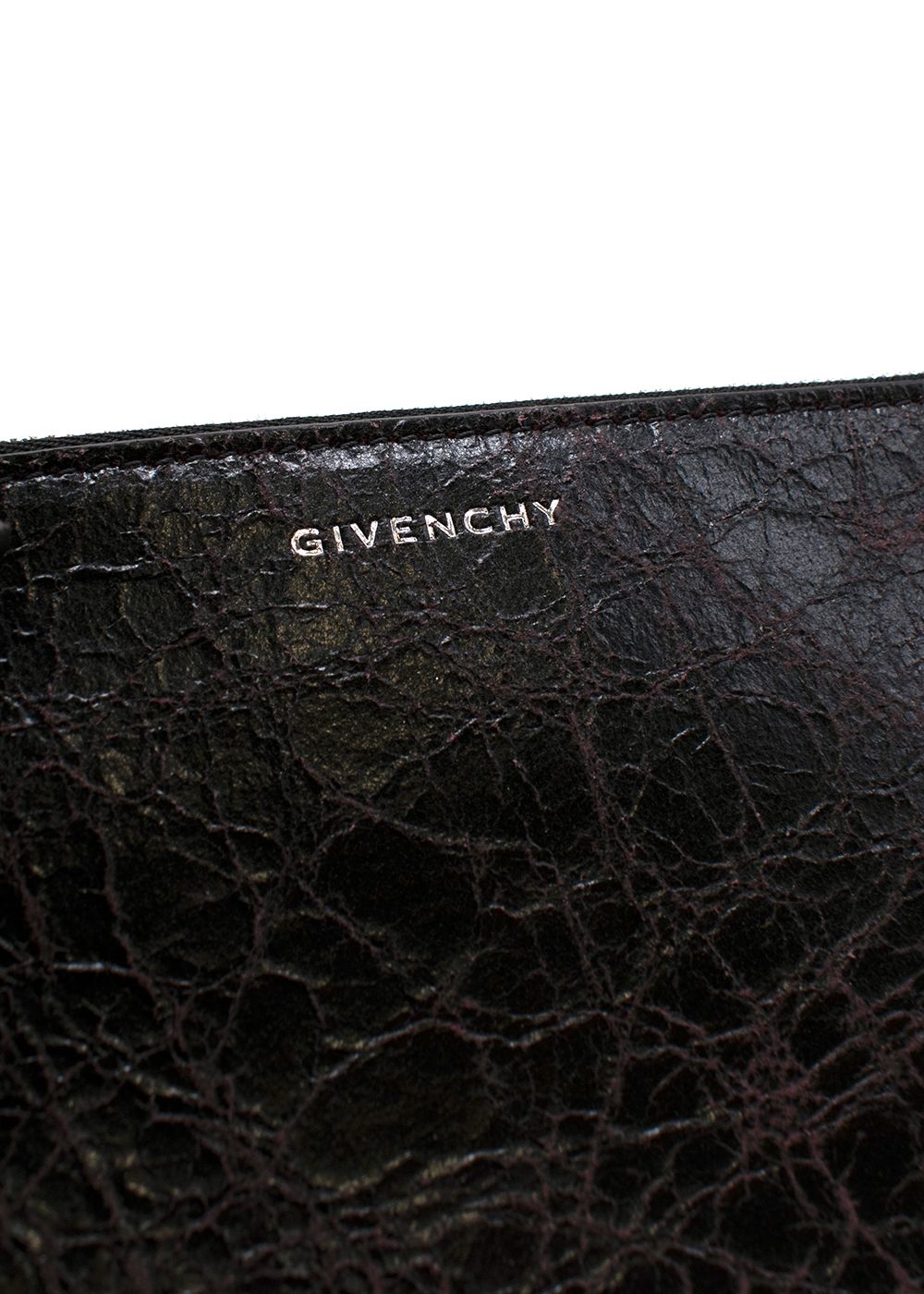 Men's Givenchy Show Exclusive Crackled Leather Pouch Black and Red