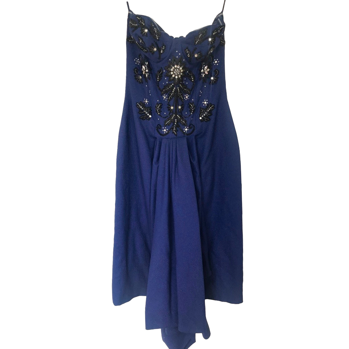 Dior Royal Blue Embellished Strapless Gown Size XS silk