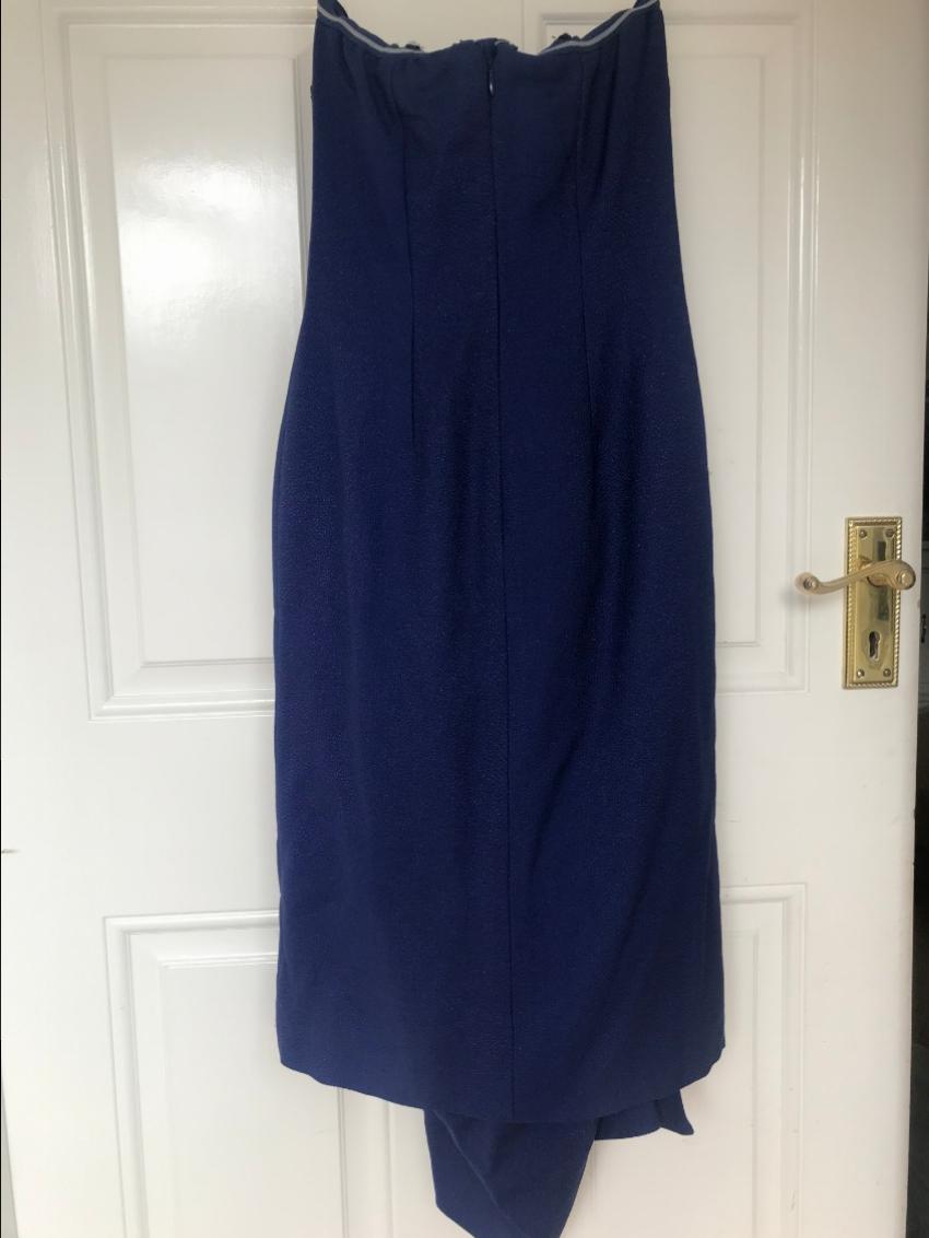 Dior Royal Blue Embellished Strapless Gown Size XS silk