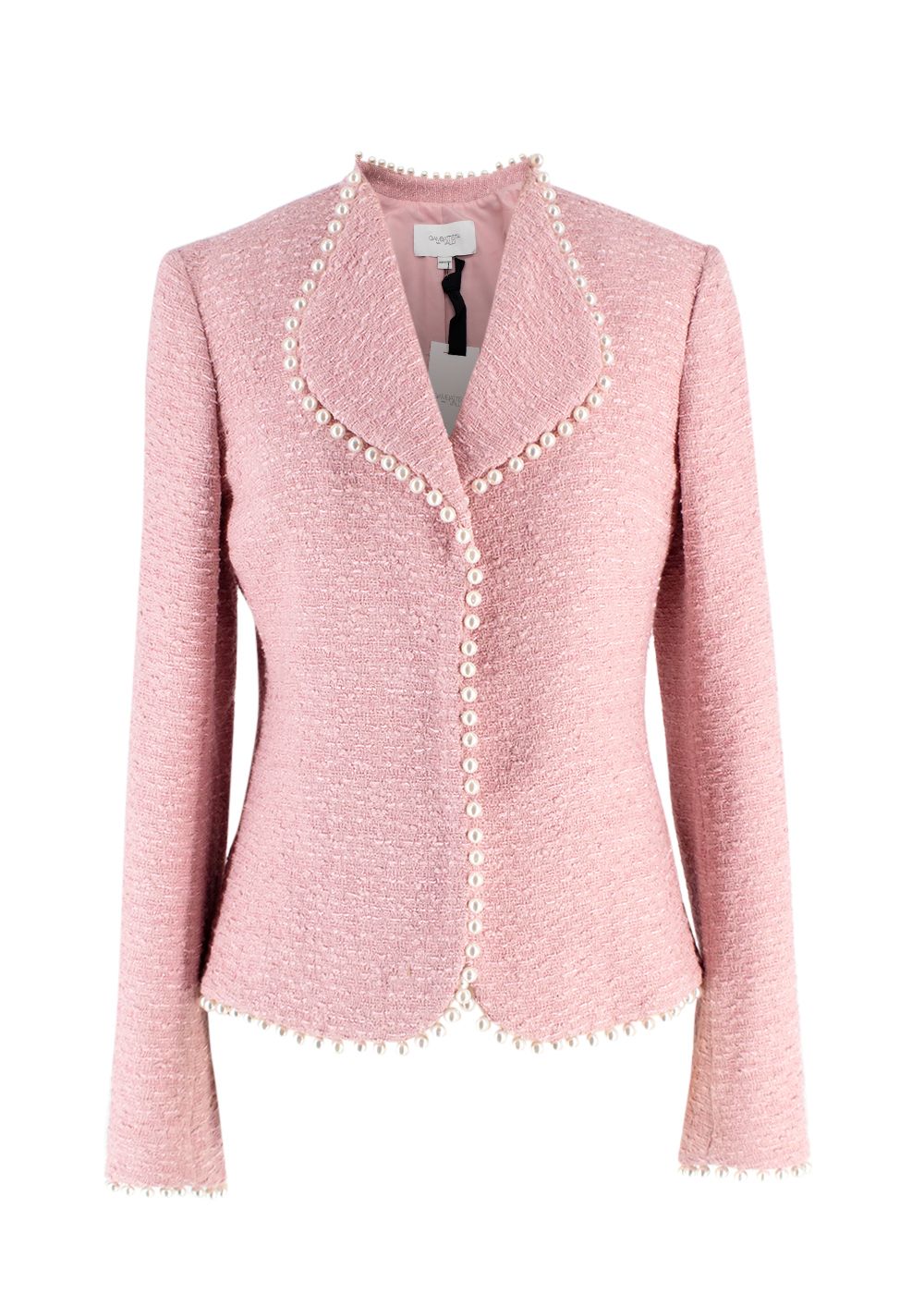 Giambattista Valli Pink Tweed Pearl Trim Jacket Size XS cotton/polyamide