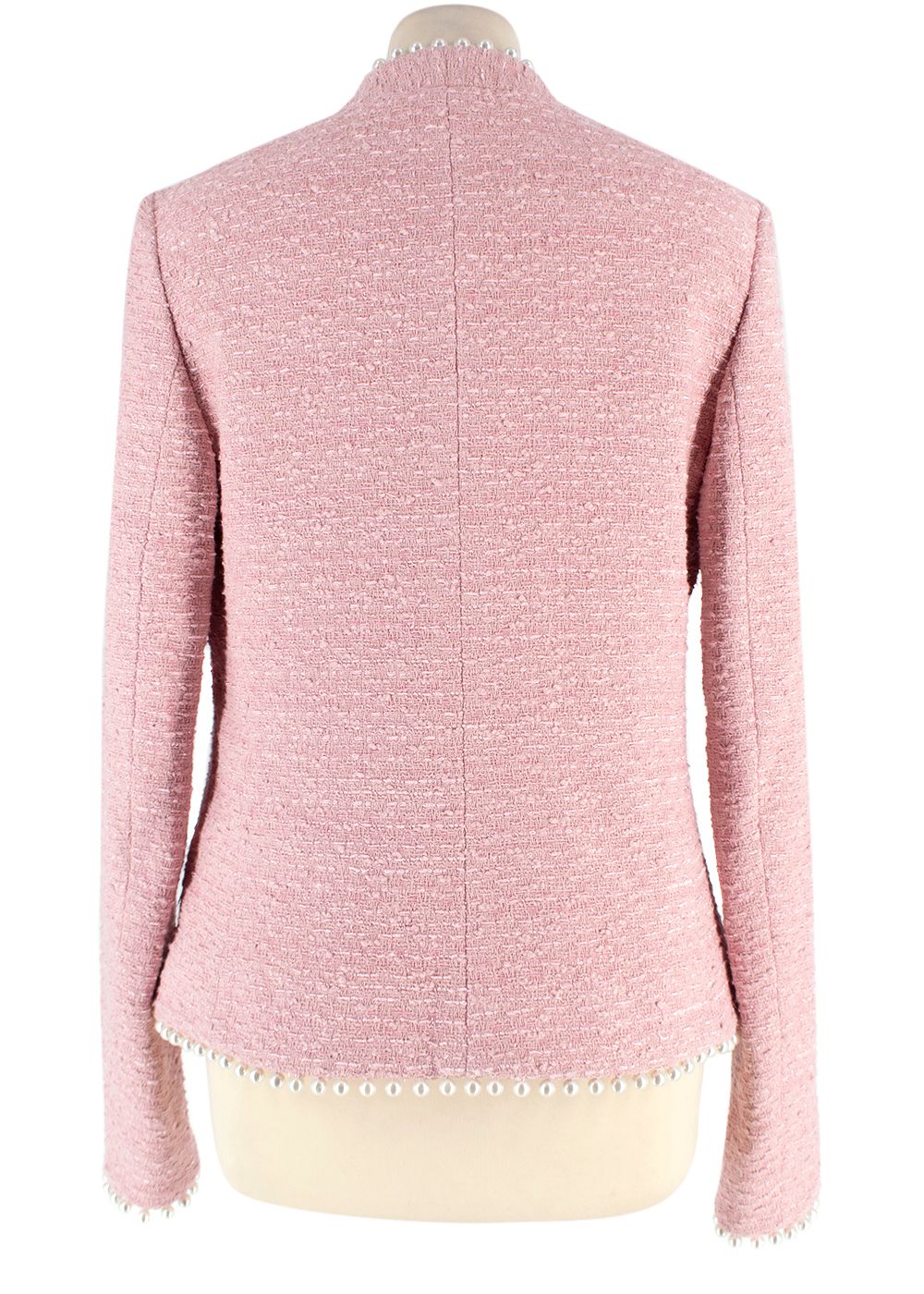 Giambattista Valli Pink Tweed Pearl Trim Jacket Size XS cotton/polyamide