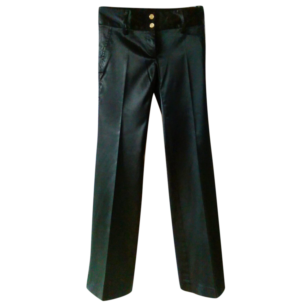 Preowned Dolce  Gabbana Satin Stretch Wide Leg Trousers Size S Black acetate/polyamide/elastin