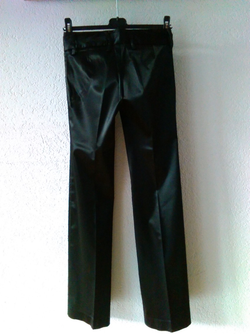 Preowned Dolce  Gabbana Satin Stretch Wide Leg Trousers Size S Black acetate/polyamide/elastin