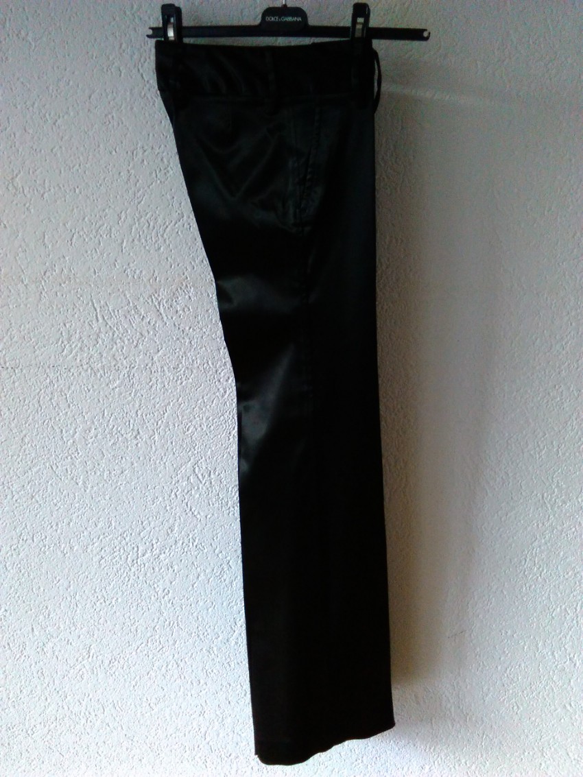 Preowned Dolce  Gabbana Satin Stretch Wide Leg Trousers Size S Black acetate/polyamide/elastin