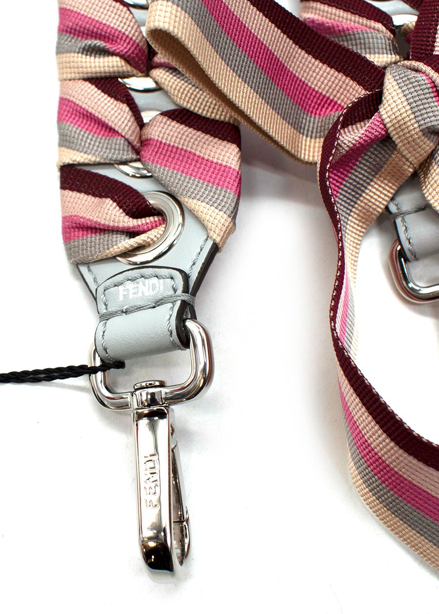 Fendi Striped Lace-Up Shoulder Strap Multi calf leather