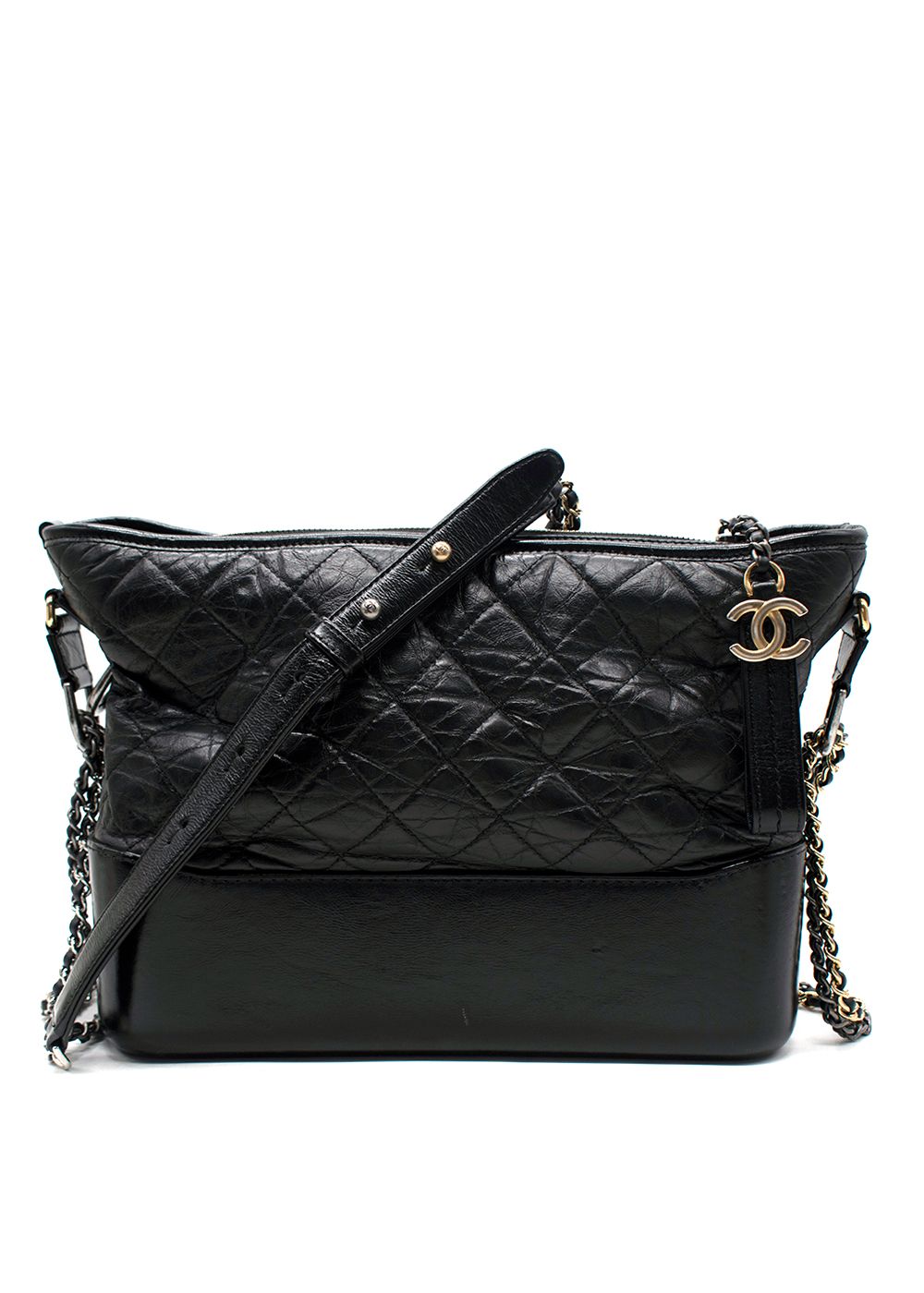 Preowned Chanel Black Gabrielle Hobo Shoulder Bag leather