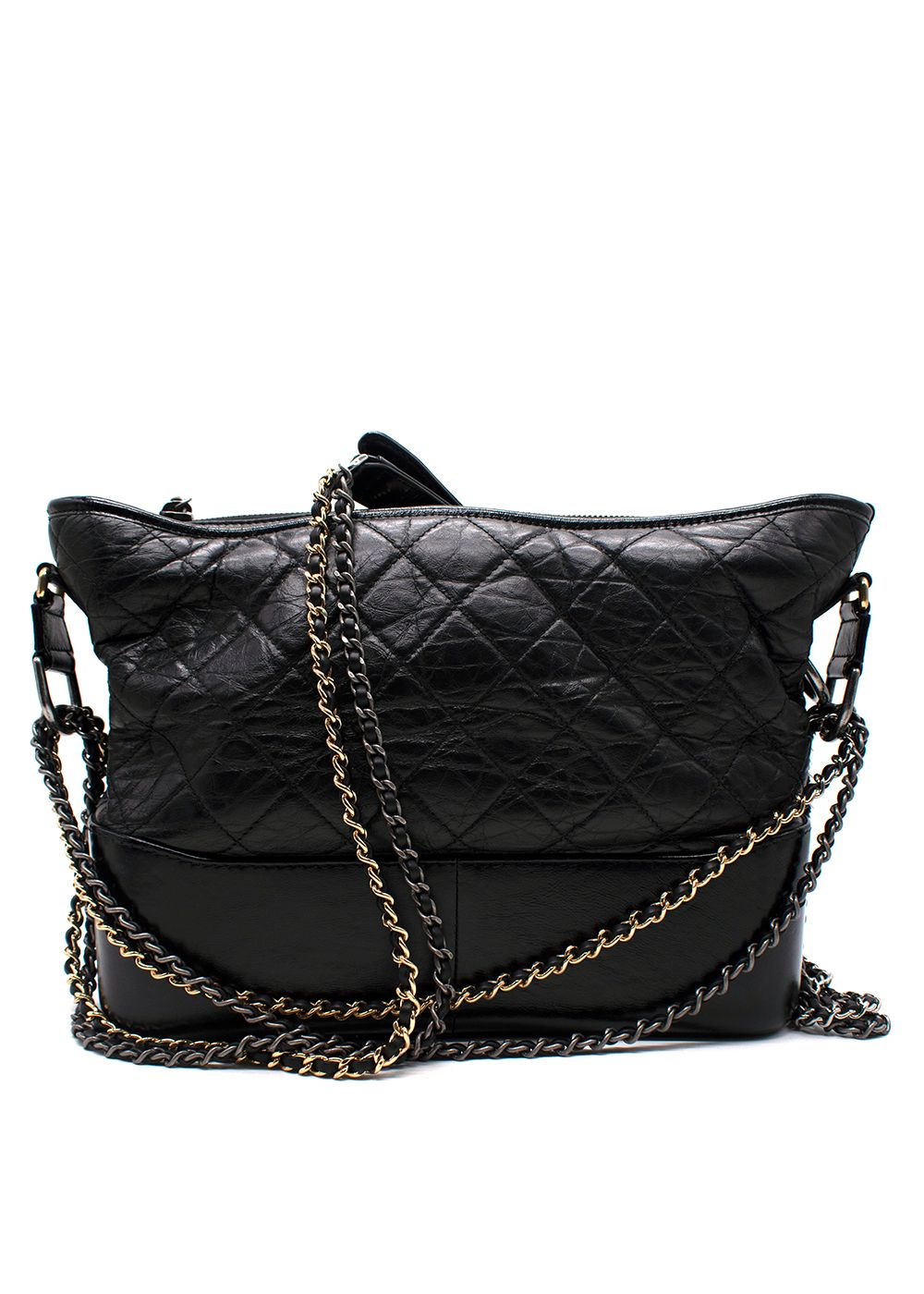 Preowned Chanel Black Gabrielle Hobo Shoulder Bag leather