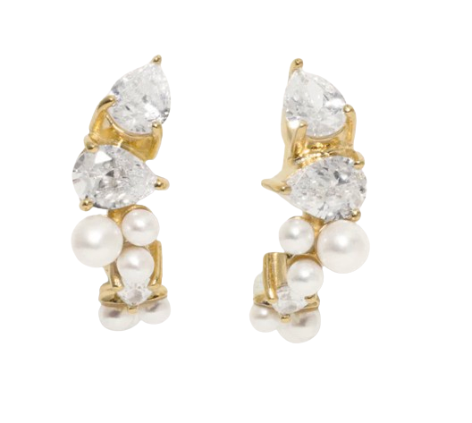 Completedworks Gold Vermeil Zirconia and Pearl Chasing Shadows Earrings silver plated