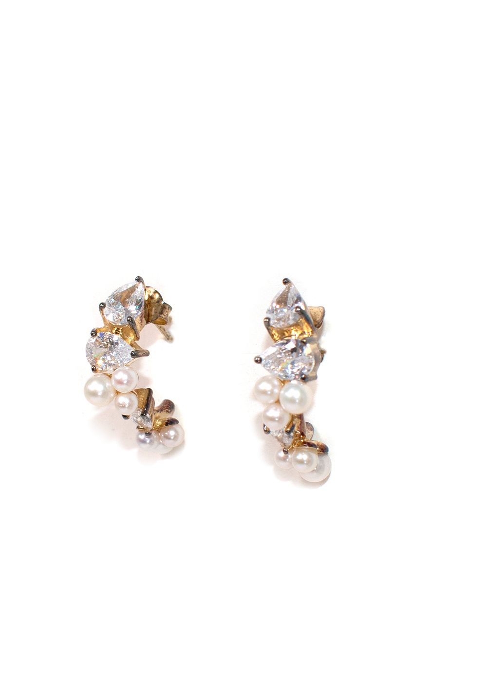 Completedworks Gold Vermeil Zirconia and Pearl Chasing Shadows Earrings silver plated