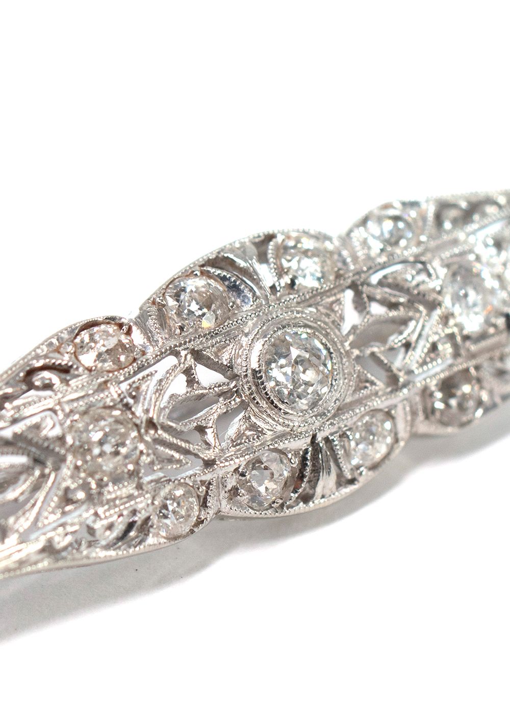 Bespoke 18kt White Gold Filigree Diamond Brooch silver