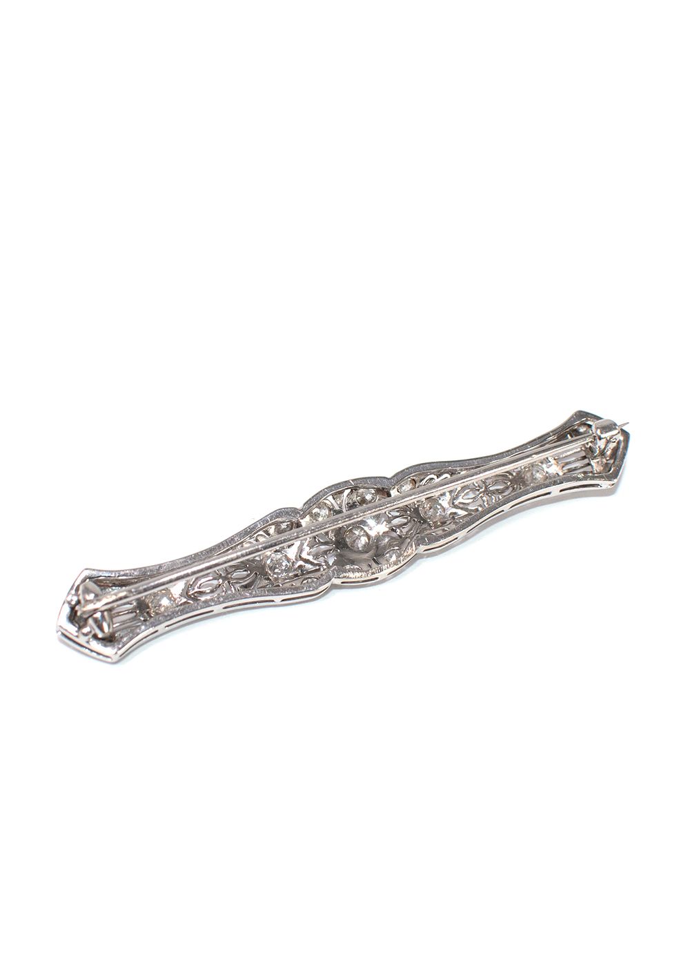 Bespoke 18kt White Gold Filigree Diamond Brooch silver