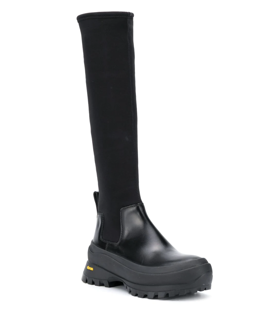 Jil Sander panelled-design knee-high boots Size 38 Black rubber