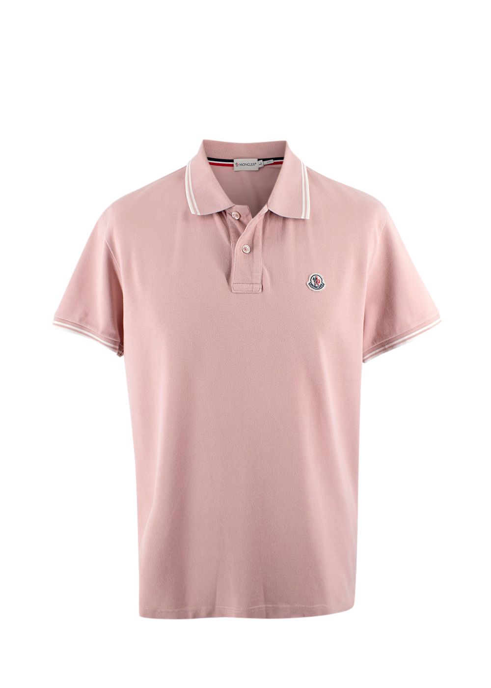 Men's Preowned Moncler Light Pink Polo T-Shirt with Contrast  Trim Size L pink white cotton