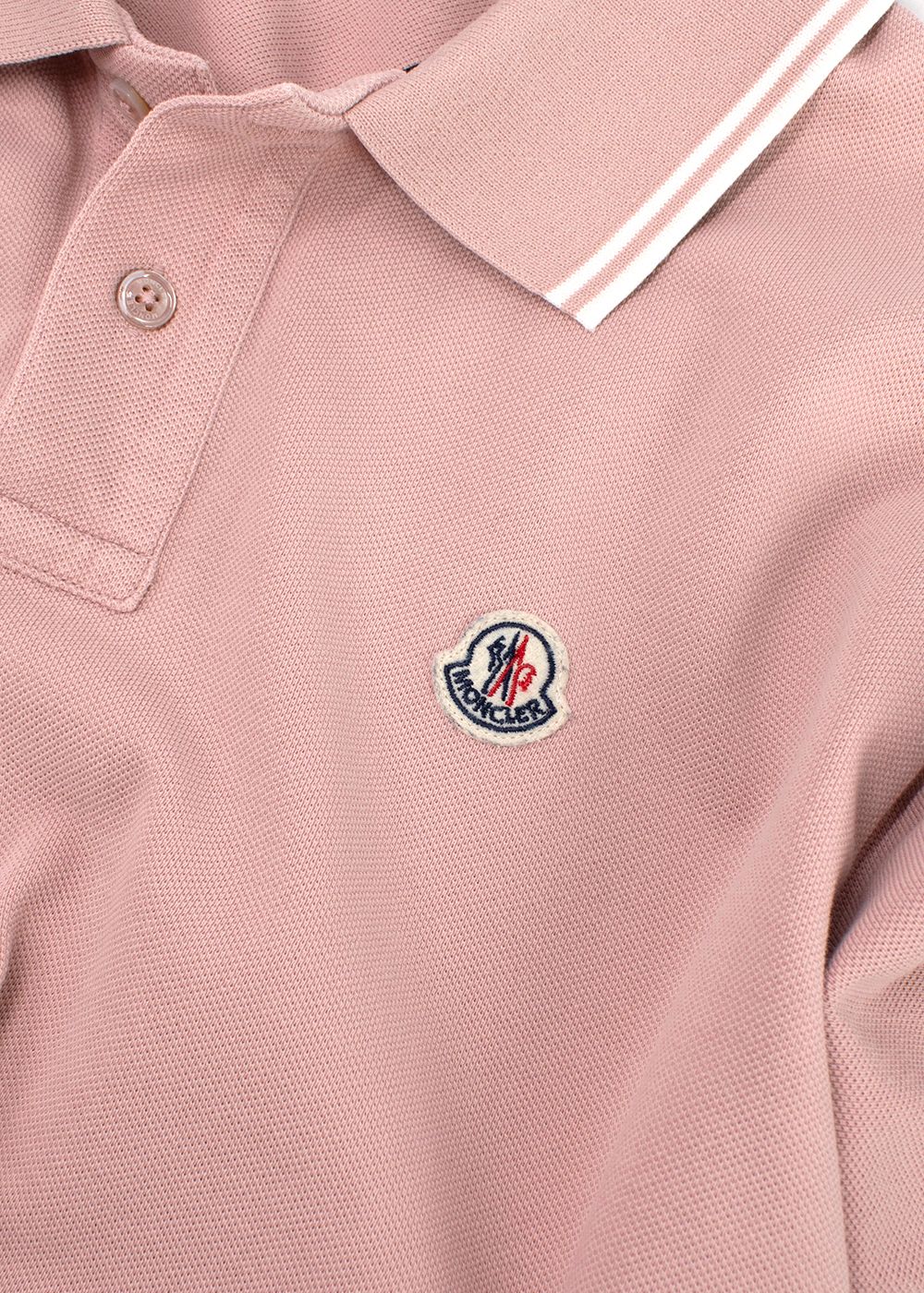 Men's Preowned Moncler Light Pink Polo T-Shirt with Contrast  Trim Size L pink white cotton