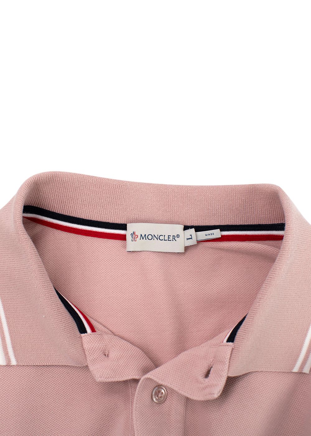 Men's Preowned Moncler Light Pink Polo T-Shirt with Contrast  Trim Size L pink white cotton