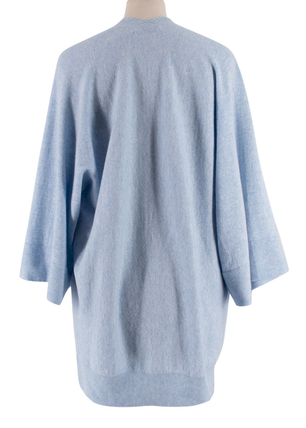 Preowned Hawico Baby Blue Slit Neck Cashmere Kimono Sweater Size S Light Blue