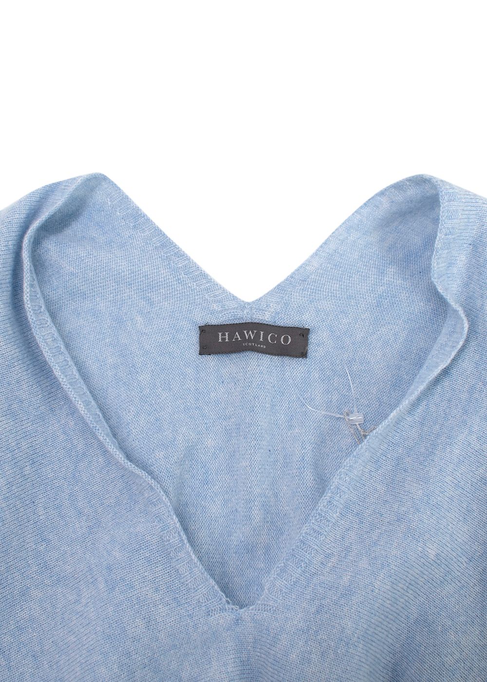 Preowned Hawico Baby Blue Slit Neck Cashmere Kimono Sweater Size S Light Blue