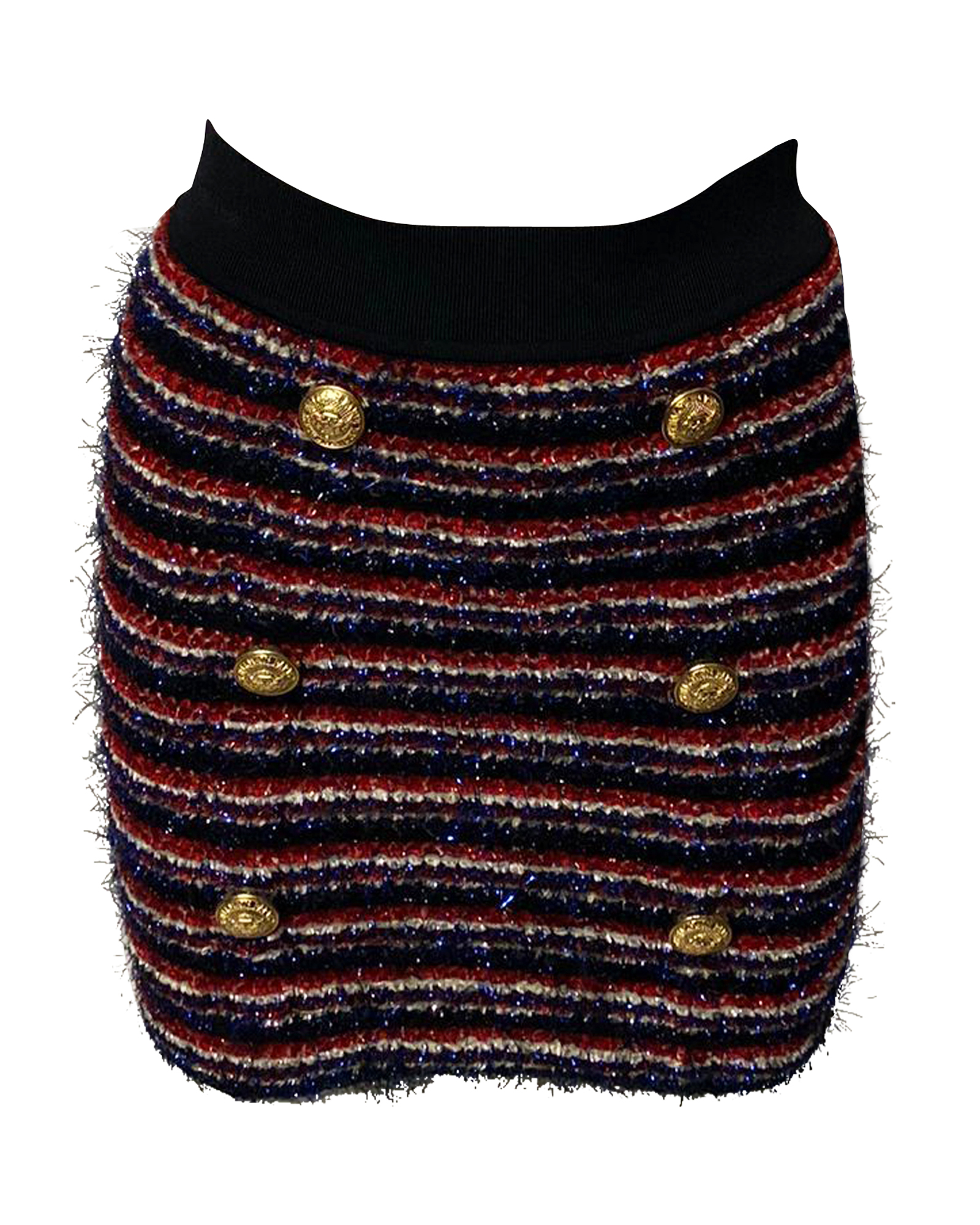 Balmain Striped Tweed Double Breasted Mini Skirt Size XS multicolour nylon/polyamide