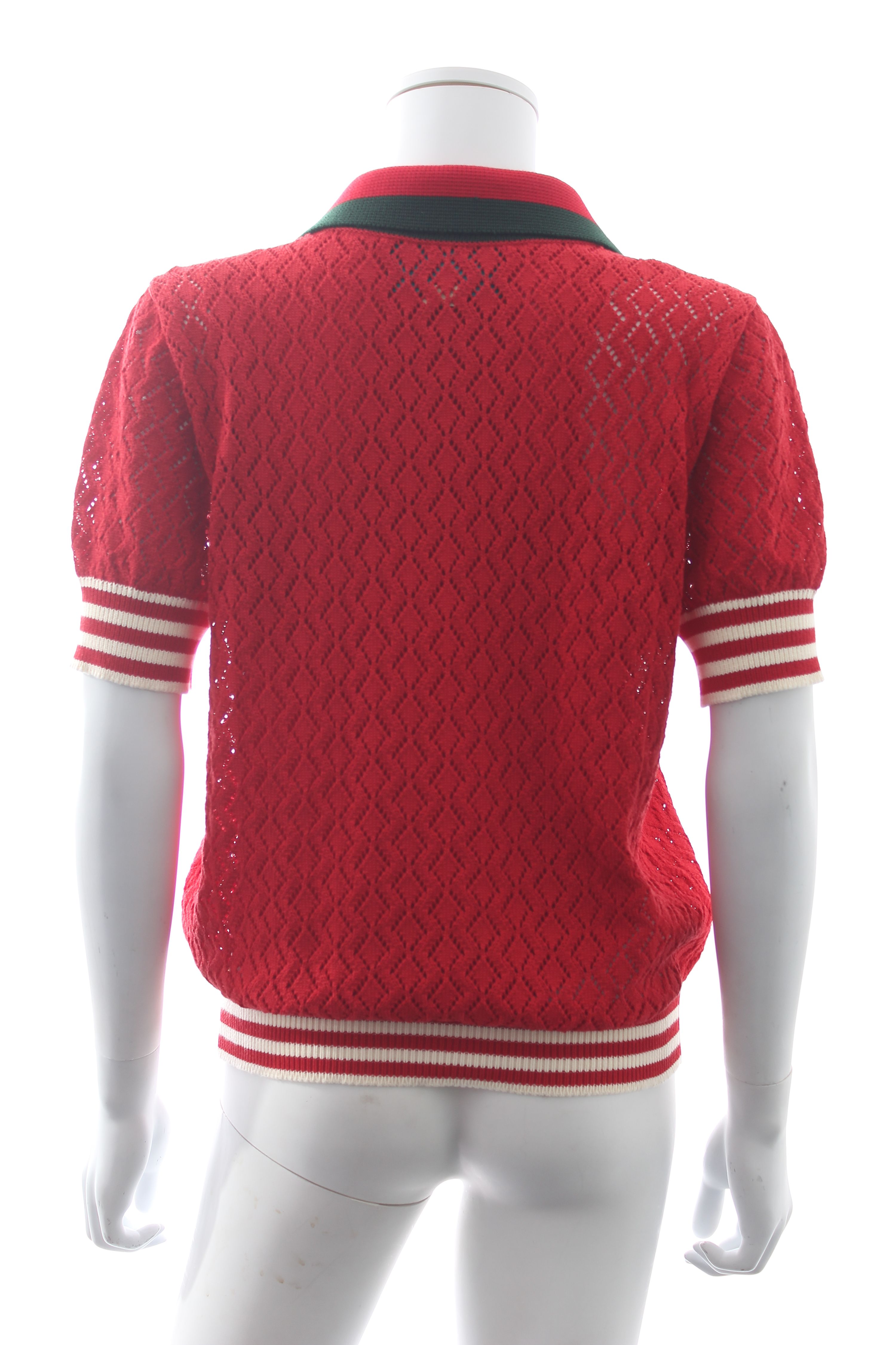 Preowned Adidas Gucci Red Knit Polo Shirt Size L cotton