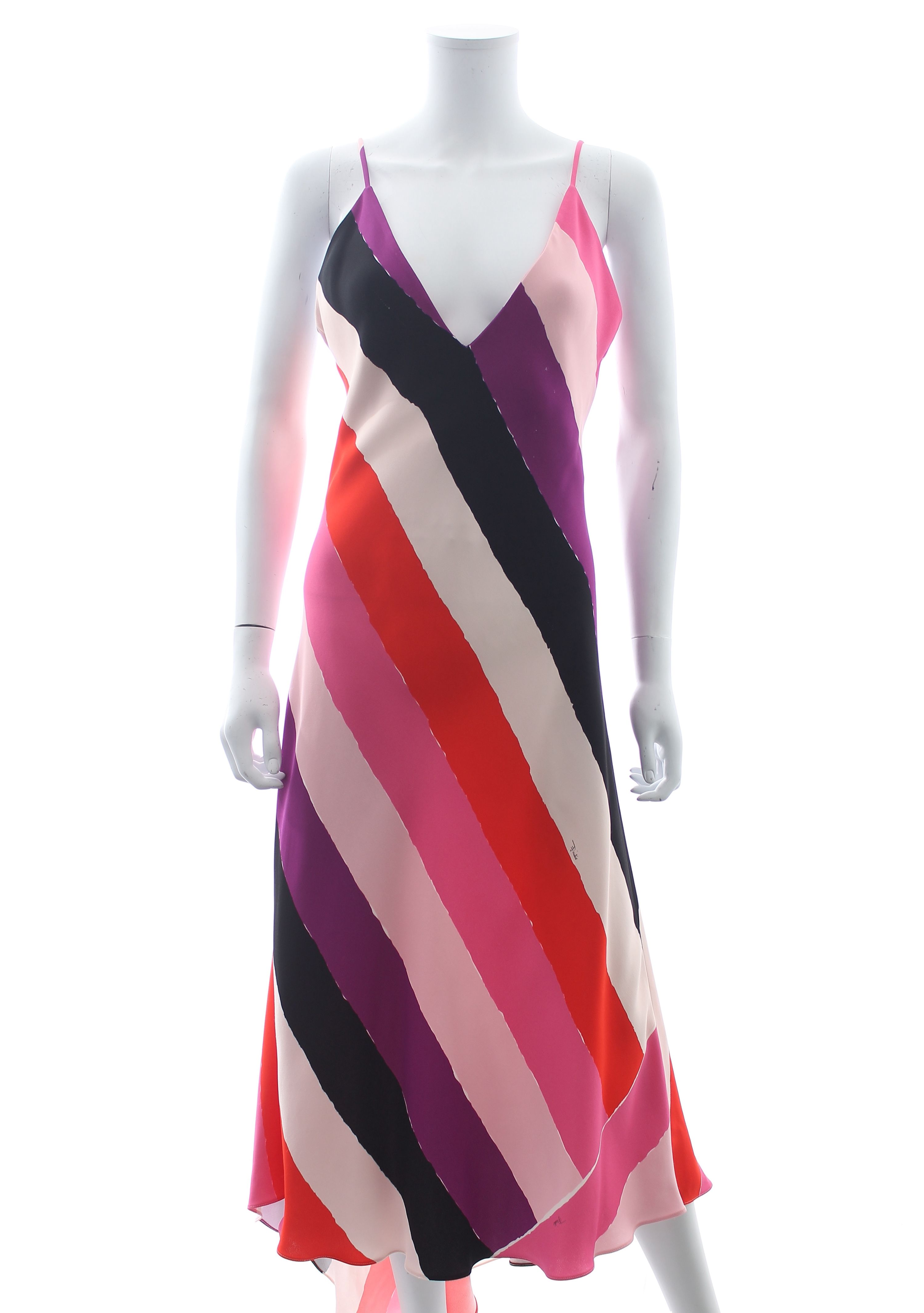 Preowned Emilio Pucci Multicoloured Striped Maxi Dress Size M Multi viscose