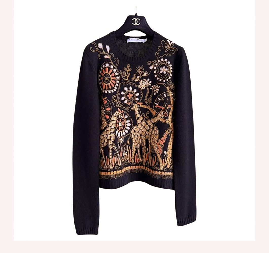 Dior Embroidered Cashmere Jumper Size S multi