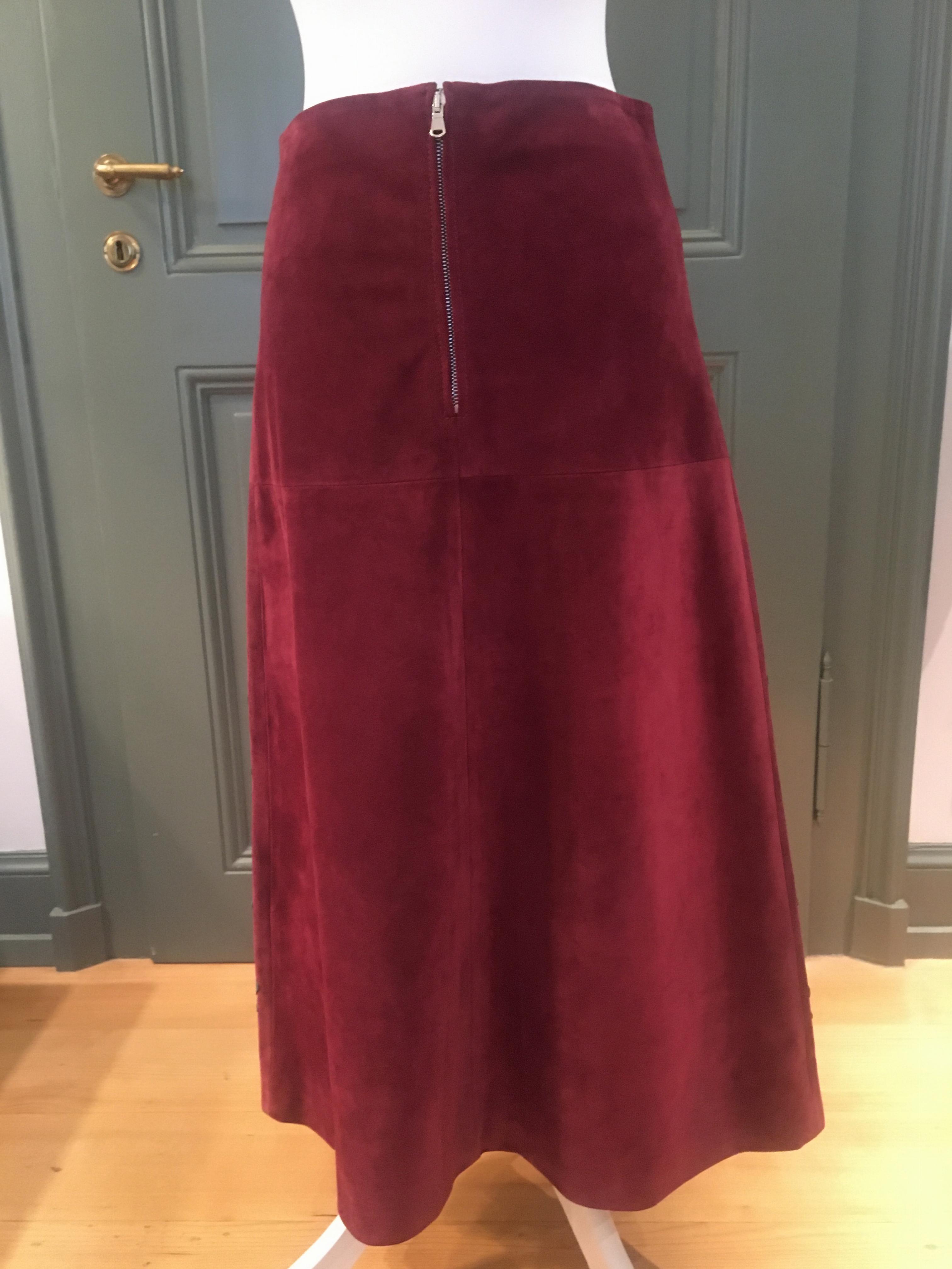 Valentino red  blue applique suede skirt Size XS