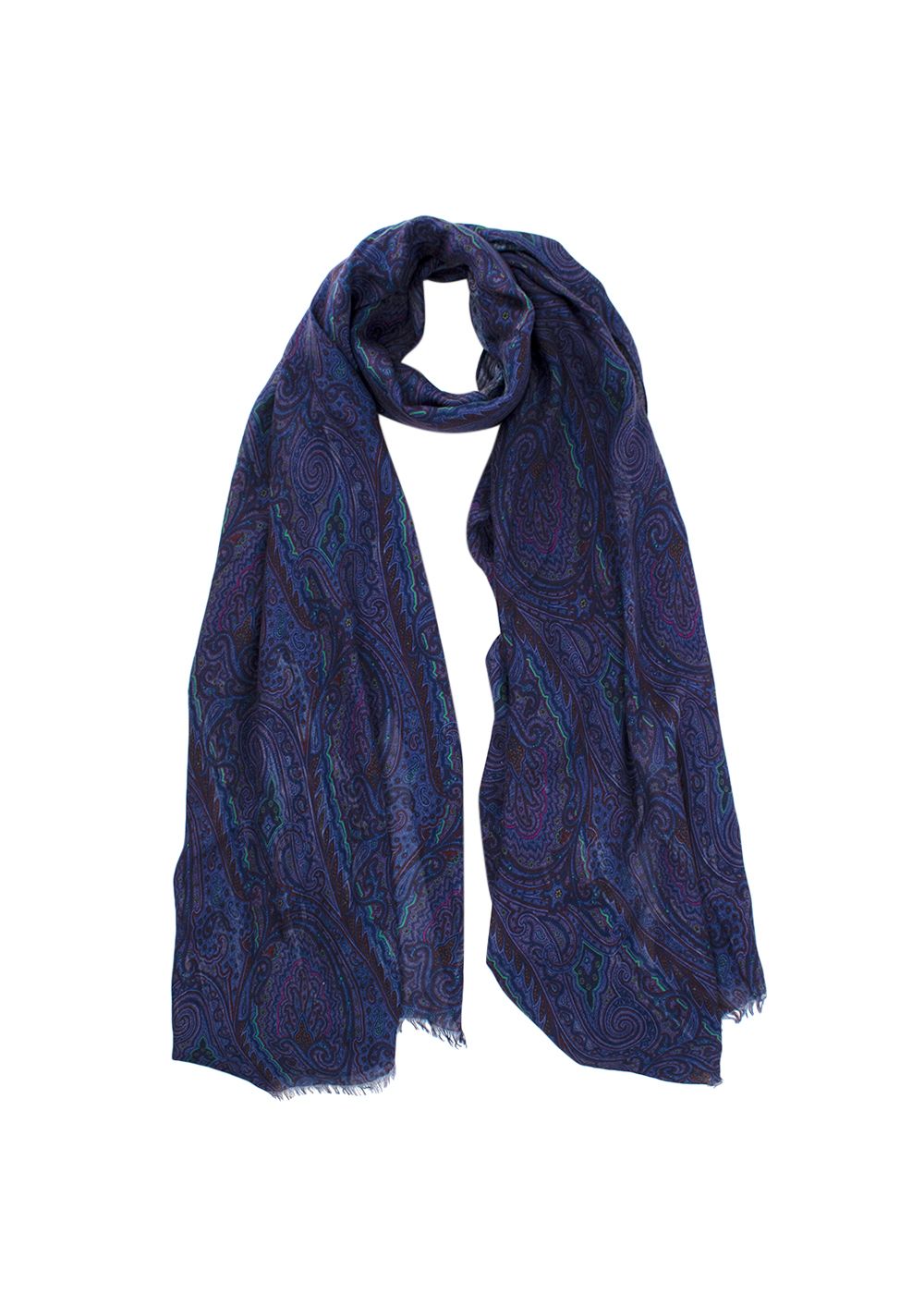 Preowned Etro Purple Cashmere Blend Paisley Scarf