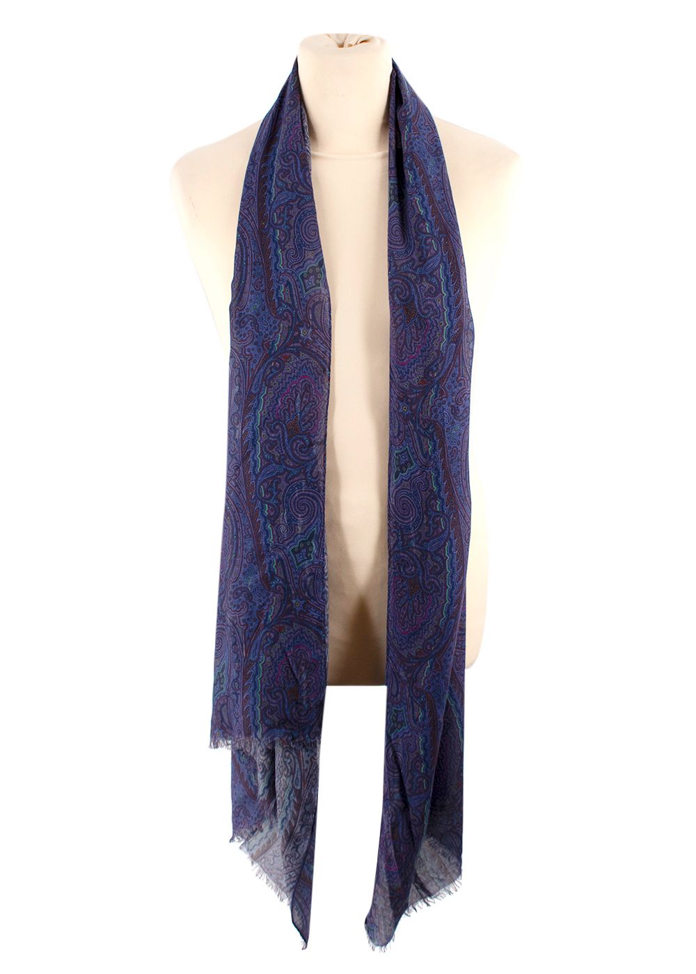 Preowned Etro Purple Cashmere Blend Paisley Scarf