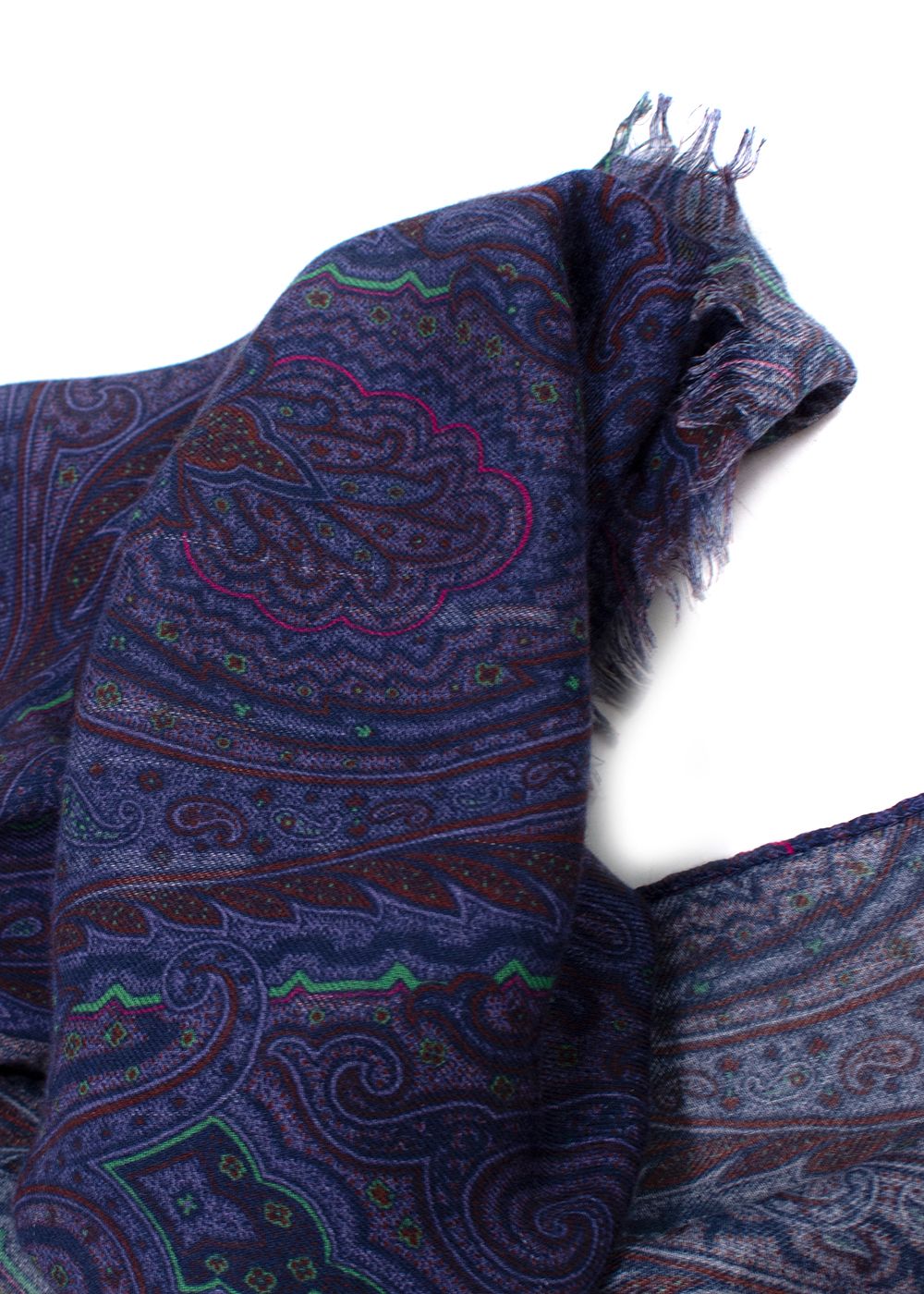 Preowned Etro Purple Cashmere Blend Paisley Scarf