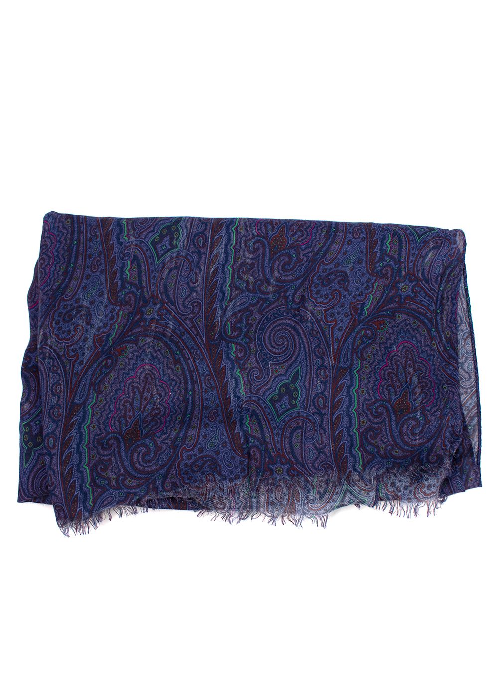 Preowned Etro Purple Cashmere Blend Paisley Scarf