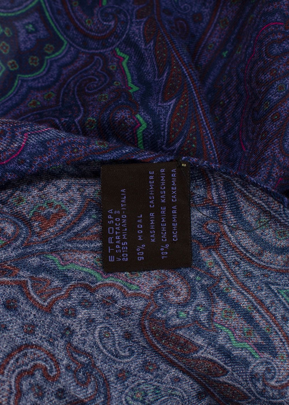 Preowned Etro Purple Cashmere Blend Paisley Scarf