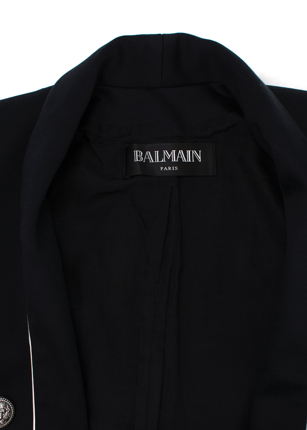 Balmain Black  White Cotton Double Breasted Jacket Size XS